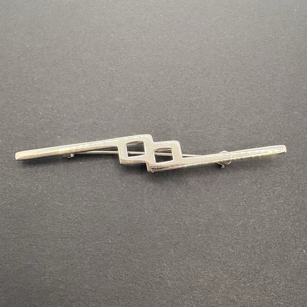Vintage‎ Monet Geometric Modernist Silver Tone Brooch Minimalist Dainty 2.25"